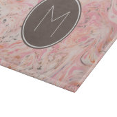 Elegantes Monogramm aus rosa Marmor Schneidebrett (Ecke)