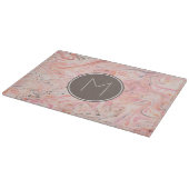 Elegantes Monogramm aus rosa Marmor Schneidebrett (Ecke)