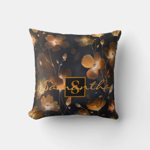 Elegantes Monogramm aus schwarzem Gold Kissen