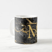 Elegantes Monogramm aus schwarzem Marmor Kaffeetasse (Vorderseite Links)
