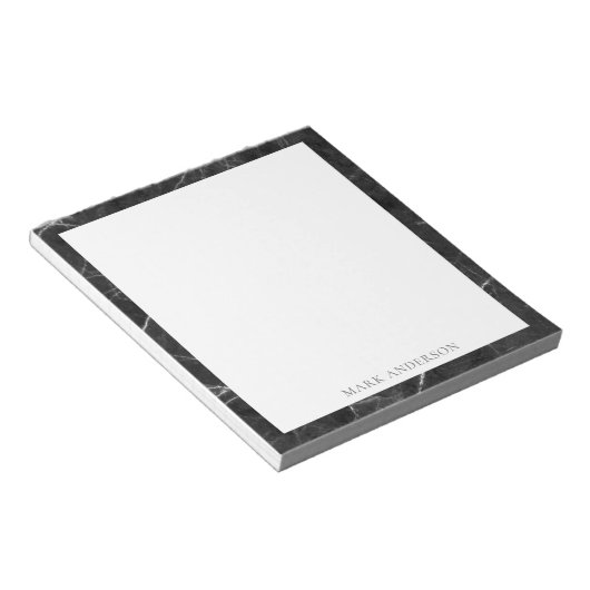 elegantes Monogramm aus schwarzem Marmor Notizblock (angewinkelt)