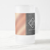 Elegantes Monogramm aus schwarzem Marmor und Bronz Mattglas Bierglas (VorderseiteRechts)