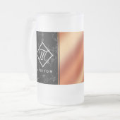 Elegantes Monogramm aus schwarzem Marmor und Bronz Mattglas Bierglas (Vorderseite Links)
