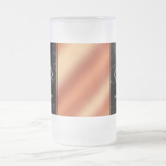 Elegantes Monogramm aus schwarzem Marmor und Bronz Mattglas Bierglas (Mittel)