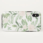 Elegantes Monogramm aus Weiß und Grün Case-Mate iPhone Hülle (Rückseite (Horizontal))