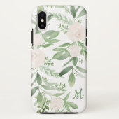 Elegantes Monogramm aus Weiß und Grün Case-Mate iPhone Hülle (Rückseite)