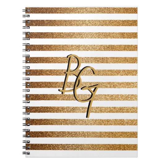 Elegantes Monogramm aus weißem Glitzer Notizblock (Vorderseite)