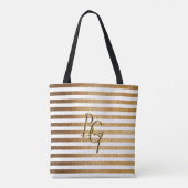 Elegantes Monogramm aus weißem Glitzer Tasche (Rückseite)