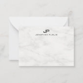 Elegantes Monogramm aus weißem Marmor Modernes Tem Mitteilungskarte (Vorderseite)