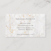 Elegantes Monogramm aus weißem und goldenem Marmor Visitenkarte (Rückseite)