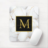 Elegantes Monogramm aus weißem und goldmarmor Mousepad (Mit Mouse)