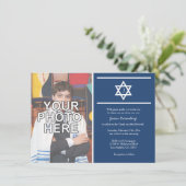 Elegantes Monogramm Bar Mitzvah mit Foto Einladung (Stehend Vorderseite)