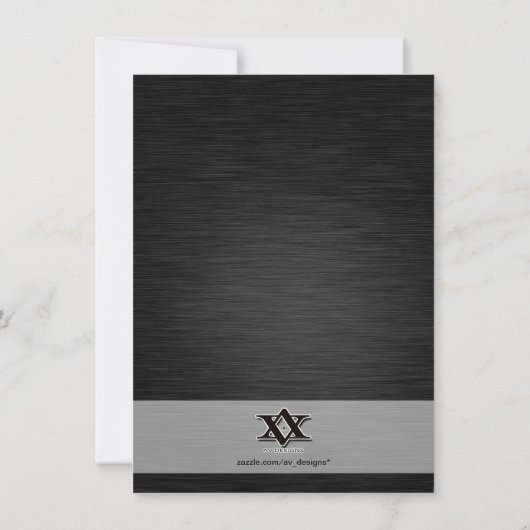 Elegantes Monogramm Bar Mitzvah mit Foto Einladung (Rückseite)