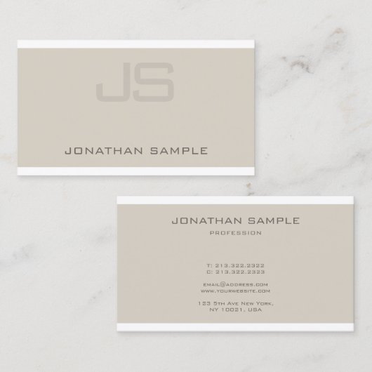 Elegantes Monogramm Beruflich Modernes Design Schl Visitenkarte (Vorne/Hinten)