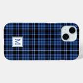 Elegantes Monogramm Blau Kariert Case-Mate iPhone Hülle (Rückseite (Horizontal))