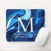 Elegantes Monogramm Blau Mousepad (Mit Mouse)