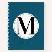 Elegantes Monogramm Blau Notizblock (Vorderseite)