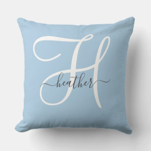 Elegantes Monogramm-Blau-Wurfkissen Kissen