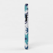 Elegantes monogramm-blaues türkisfarbenes Blume-Mu Case-Mate iPhone Hülle (Hinten/Rechts)