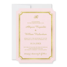 Elegantes Monogramm Blush Rosa und Imitate Gold Ho