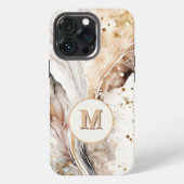 Elegantes Monogramm Braun Gold Marmor Abstrakte Ge iPhone Hülle (Hinten)