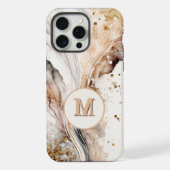 Elegantes Monogramm Braun Gold Marmor Abstrakte Ge iPhone Hülle (Rückseite)