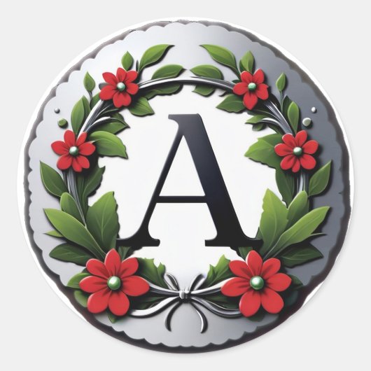 Elegantes Monogramm Buchstabe A Runder Aufkleber (Vorderseite)