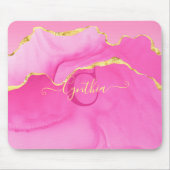 Elegantes Monogramm "C" Rosa Gold Agate Stone Mousepad (Vorne)