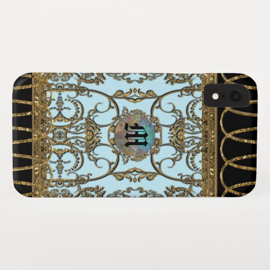 Elegantes Monogramm Case-Mate iPhone Hülle (Rückseite (Horizontal))