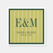 Elegantes Monogramm Chartreuse Streifenmuster Hoch Serviette (Vorderseite)