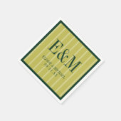 Elegantes Monogramm Chartreuse Streifenmuster Hoch Serviette (Ecke)