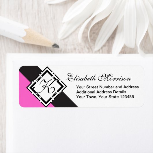 Elegantes Monogramm Chic Custom Black and Hot Pink (Insitu)