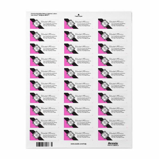 Elegantes Monogramm Chic Custom Black and Hot Pink (Vorne)