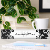 Elegantes Monogramm-Damast Namensplakette