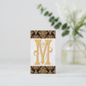 Elegantes Monogramm der Golddamast-Initialen-M Visitenkarte (Stehend Vorderseite)