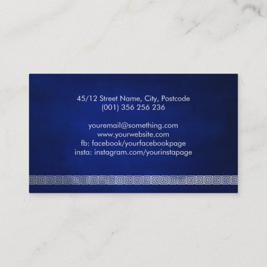 Elegantes Monogramm des griechischen Meander-Schlü Visitenkarte (Rückseite)