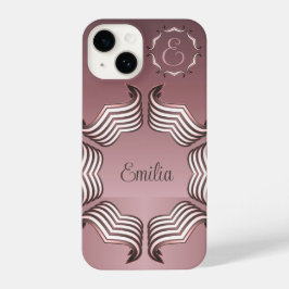 Elegantes Monogramm des modernen Peeking Heart iPhone 14 Hülle