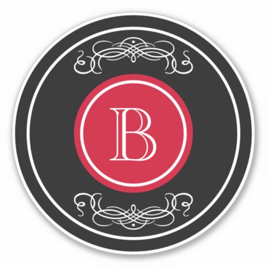 Elegantes Monogramm-Design Aufkleber (Vorderseite)