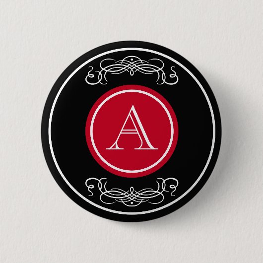 Elegantes Monogramm-Design Button (Vorderseite)