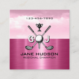 Elegantes Monogramm-Design für Golferinnen Quadratische Visitenkarte