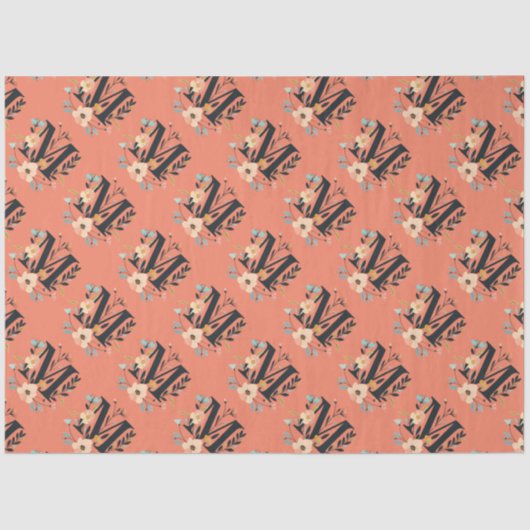 Elegantes Monogramm-Design Letter M Muster 1 Seidenpapier (Vorderseite)