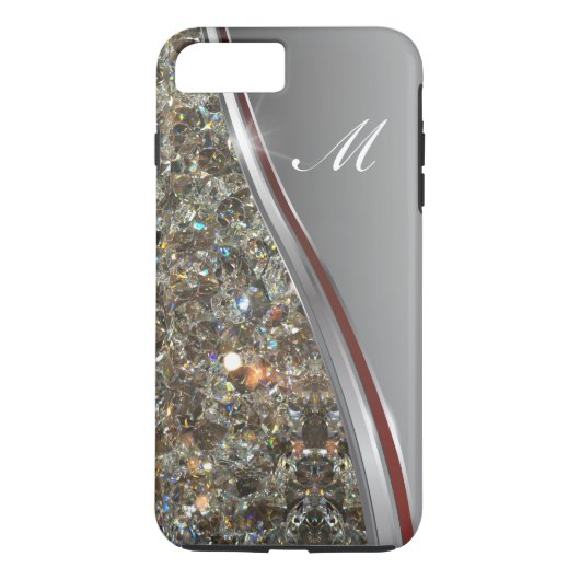 Elegantes Monogramm-Design mit Bling-Effekt Case-Mate iPhone Hülle (Rückseite)