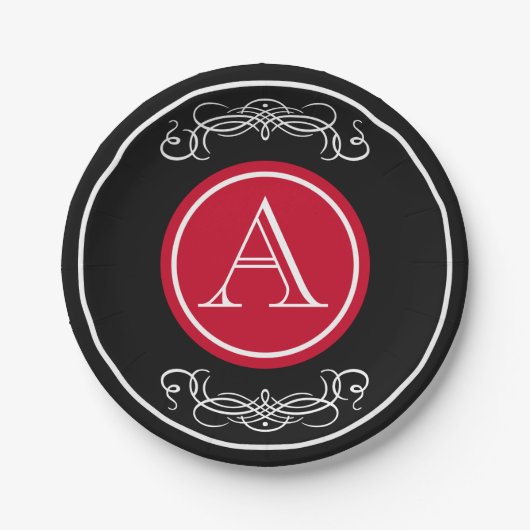Elegantes Monogramm-Design Pappteller (Vorderseite)