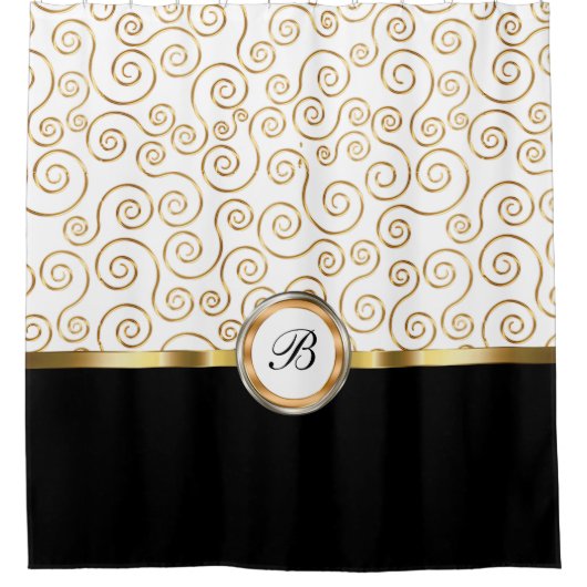 Elegantes Monogramm Duschvorhang (Vorderseite)