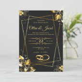 Elegantes Monogramm editierbarer schwarzer Smoking Einladung (Stehend Vorderseite)