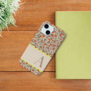 ELEGANTES MONOGRAMM EIN GRÜNES UND ROTES BLUMEN-BO Case-Mate iPhone HÜLLE