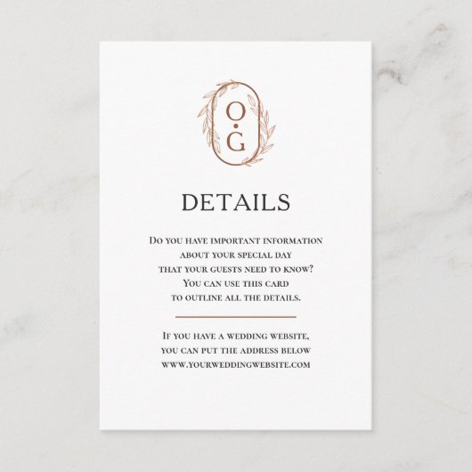 Elegantes Monogramm Einfache Schreibweise Hochzeit Begleitkarte (Vorderseite)