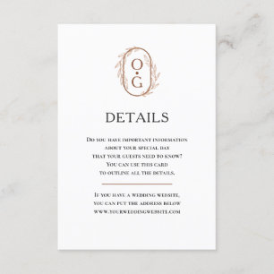 Elegantes Monogramm Einfache Schreibweise Hochzeit Begleitkarte