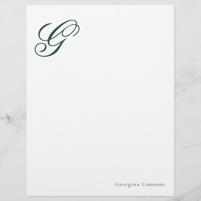 Elegantes Monogramm Emeraldgrün Briefkopf (Vorderseite)