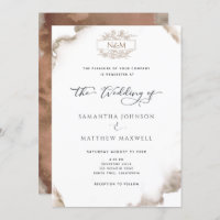 Elegantes Monogramm, erdfarbene Töne Wasserfarbe,